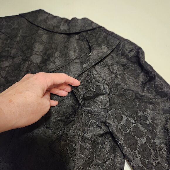 Rare Vintage 60s Panhandle slim Western Goth Punk Black Floral Brocade Blazer - Picture 8 of 15